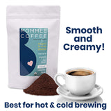 Mommee Coffee Half Caf Ground Low Acid Coffee - 100% Arabica Organic Coffee Beans with Smooth Caramel Flavor - Medium Grind for Drip, Reusable One Cup