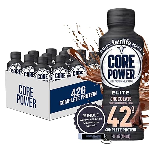 Worldwide Nutrition Bundle: Fairlife Core Power Elite 42g High Protein Milk Shake - Kosher, Chocolate Protein Shake for Workout Recovery - 14 Fl Oz