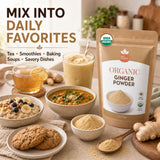 Organic Ginger Powder 16oz (454g) | Ground Ginger Spice from India | USDA Organic, Non-GMO, Gluten-Free | Great for Cooking, Baking, Smoothies, Teas