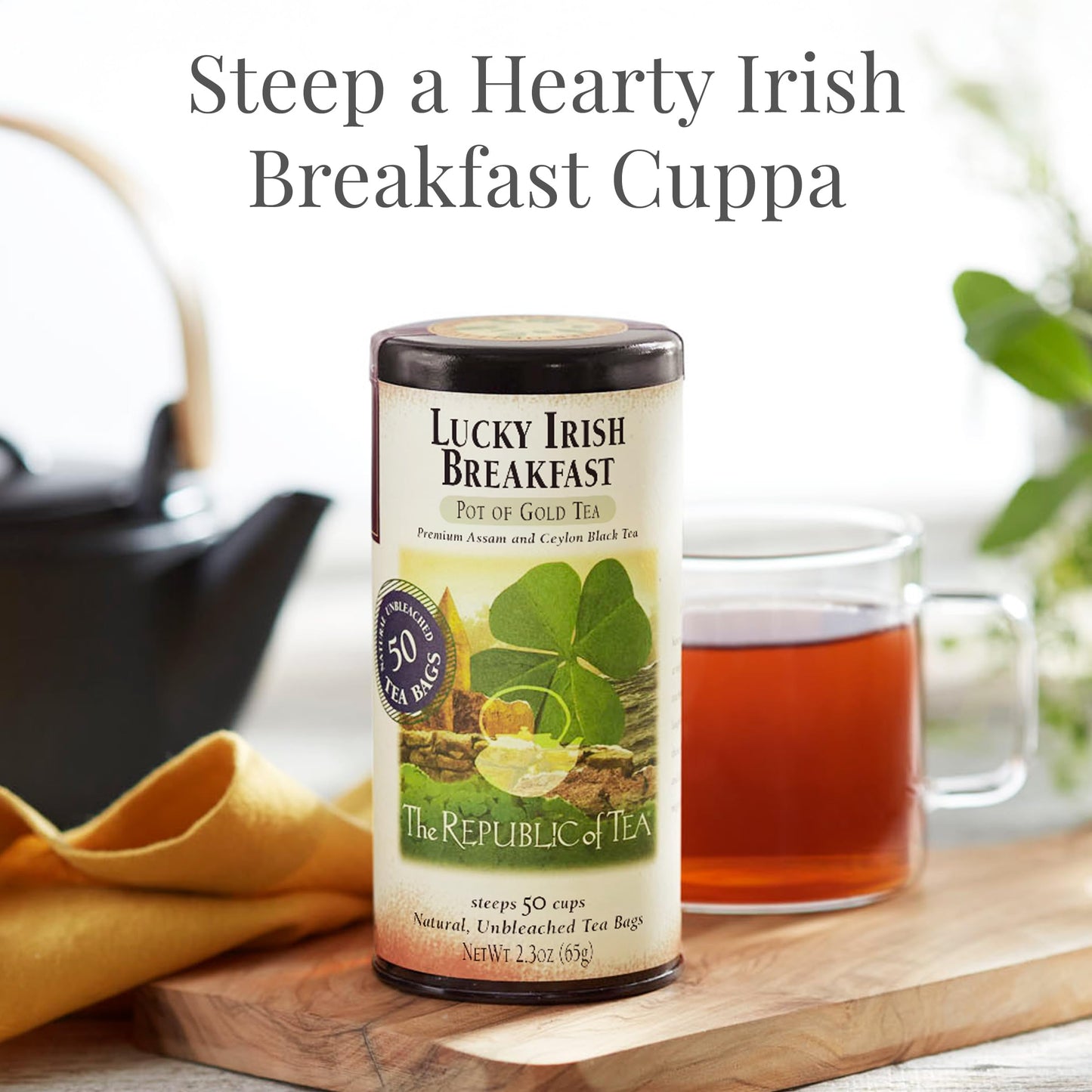 The Republic of Tea - Lucky Irish Breakfast Black Tea Bags, Naturally Caffeinated, 50 Servings