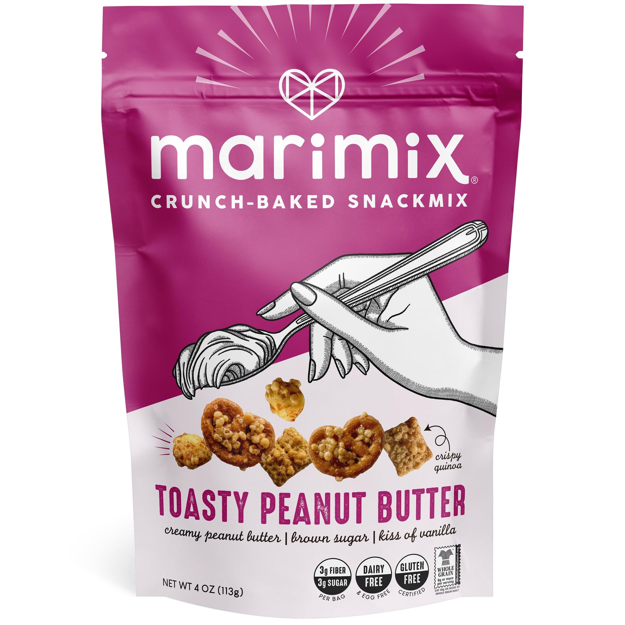 Marimix Snack Mix | Toasty Peanut Butter | Crunch Baked Sweet & Salty Savory Plant Based Naturally Gluten Free Whole Grain Fiber Charcuterie Pretzel