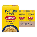 Barilla Protein+ (Plus) Elbows Pasta, 14.5 Ounce (Pack of 12) - plant based - Made from Lentils, Chickpeas & Peas - Non-GMO, Kosher Certified