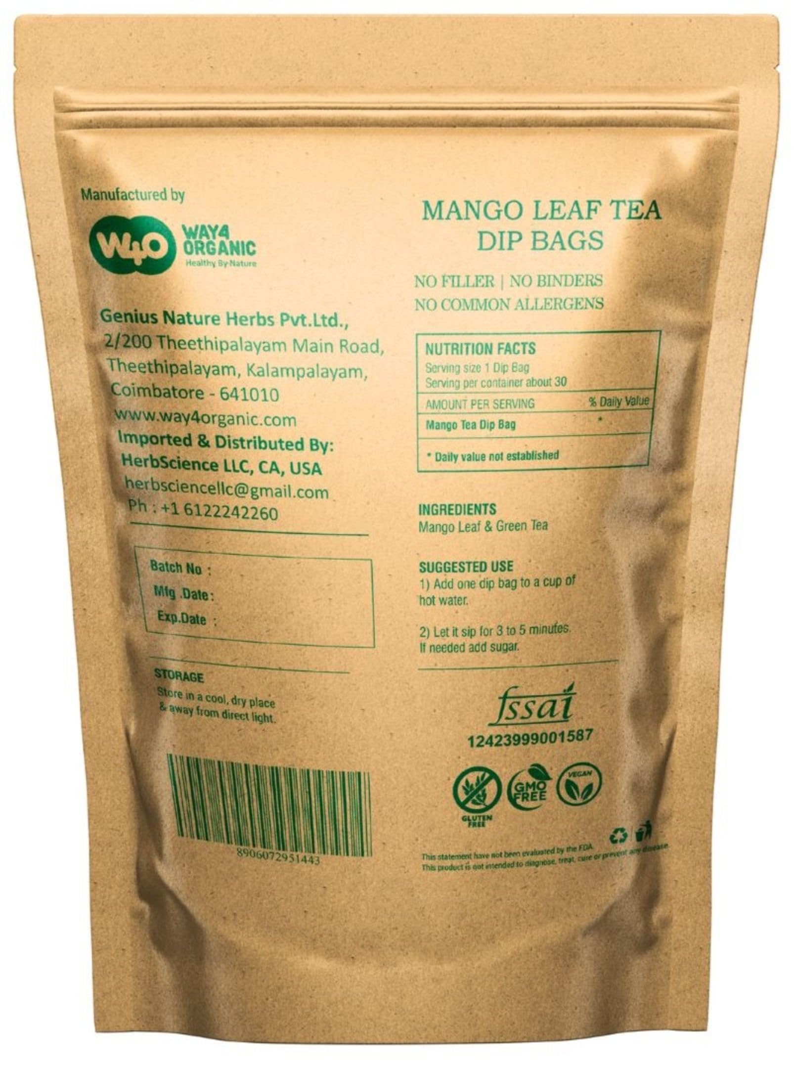 Mango Leaf Tea, 30 Tea Bags, Supports Overall Wellness, Fresh Shadow Dried Leaves (Pack of 1)