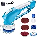 RICHOOSE Cordless Electric Spin Scrubber with 6 Brush Heads & 2 Rechargeable Batteries, Power Scrubber for Shower Tile Grout Tub Bathroom Cleaning