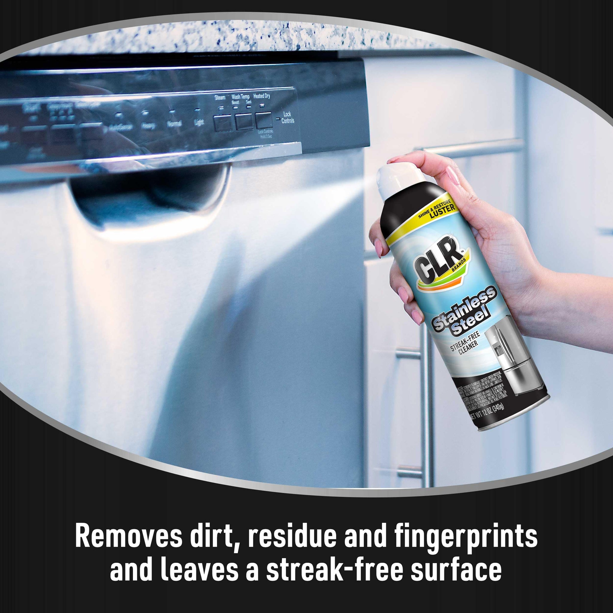CLR Brands Spot Free Stainless Steel Cleaner - Removes Water Marks, Fingerprints and Residue from Refrigerators, Dishwashers, Ovens and More, Streak