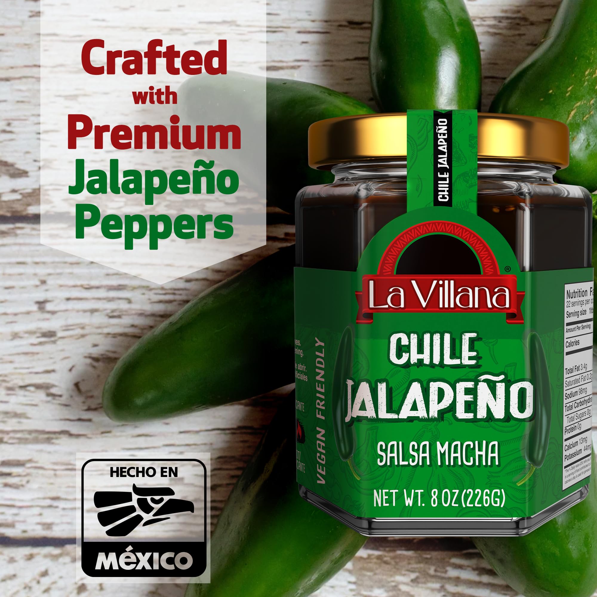 La Villana Jalapeno Pepper Hot Sauce, 8.8 Oz, 1-Pack