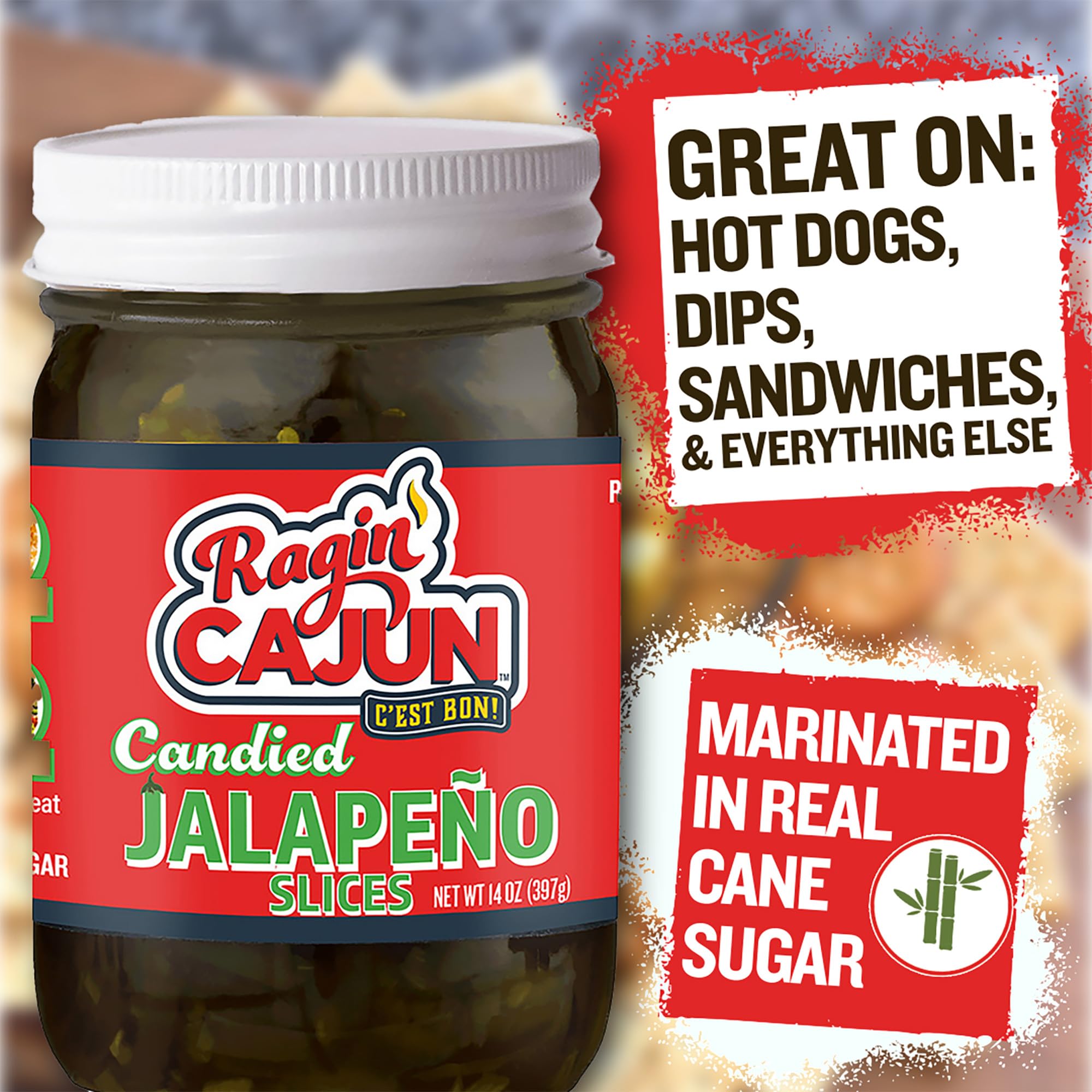 Ragin' Cajun Flavorful Charcuterie Condiment Trio - 1 Jalapeño Relish 15 oz, 1 Jalapeño Slice 14 oz, 1 Spicy Pickle 12 oz, Authentic Louisiana Variety