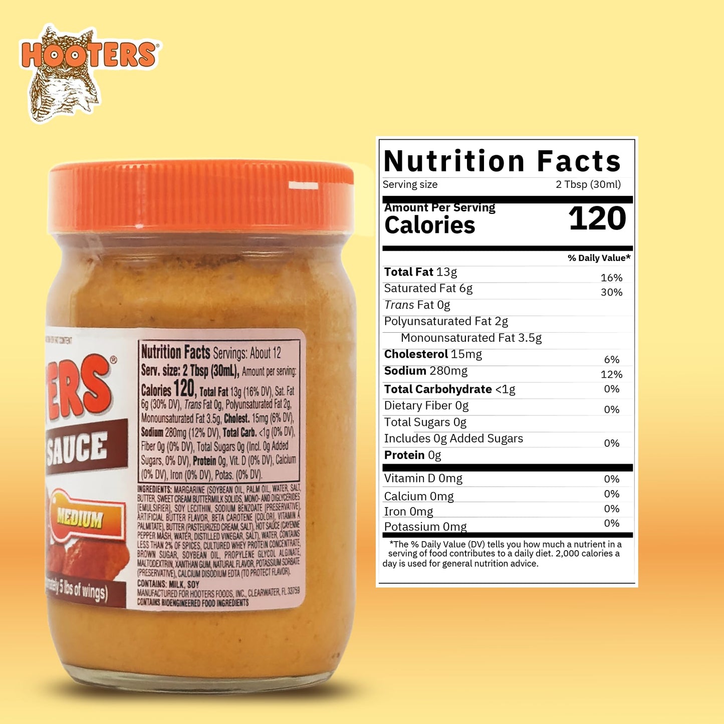 Hooters Original Medium Wing Sauce, 12 Ounce (Pack of 6)