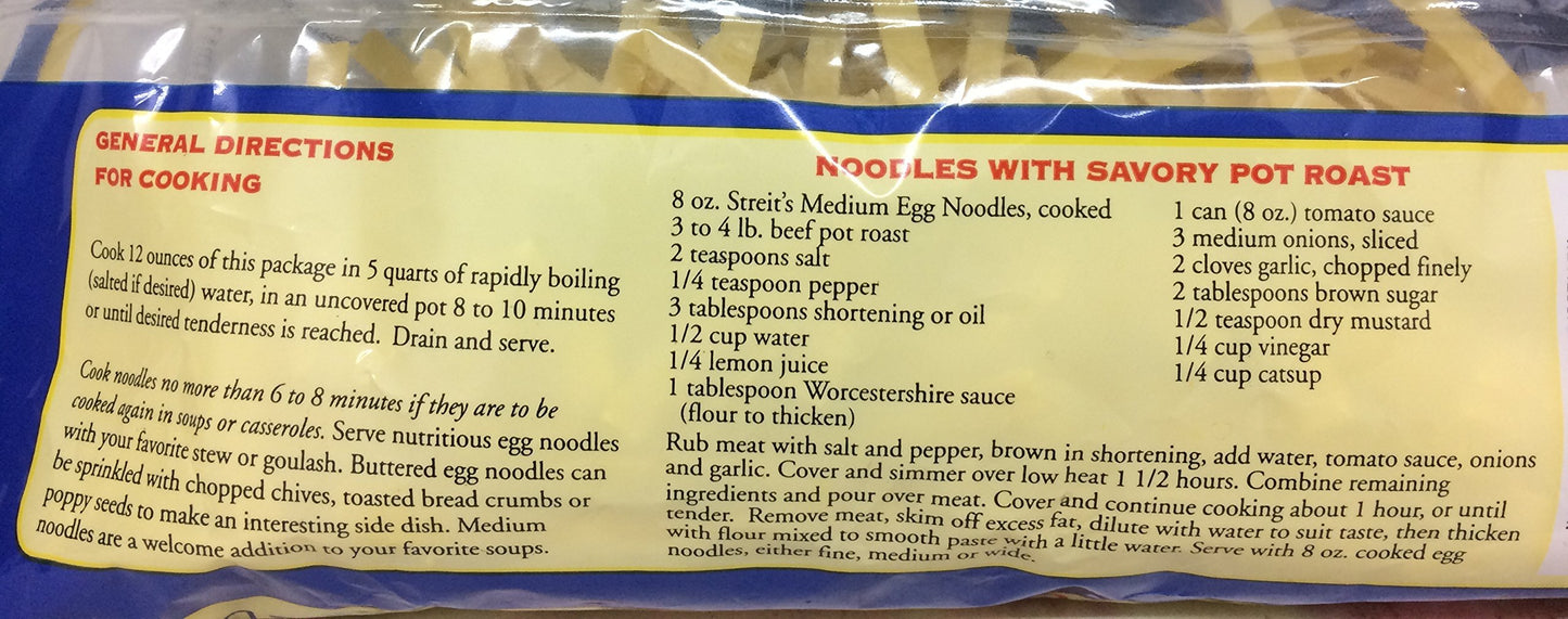 Streit's Egg Enriched Noodles Medium 12 Oz. Pack Of 3.3