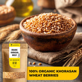 Organic Khorasan Wheat Berries (Kamut) 2LB Bulk - Ancient Whole Grain, High Protein & Fiber for Lasting Fullness, Meal Prep Friendly, Rice & Quinoa Alternative - Non-GMO Heirloom Grain, Stays Al Dente for Bowls, Salads & Baking