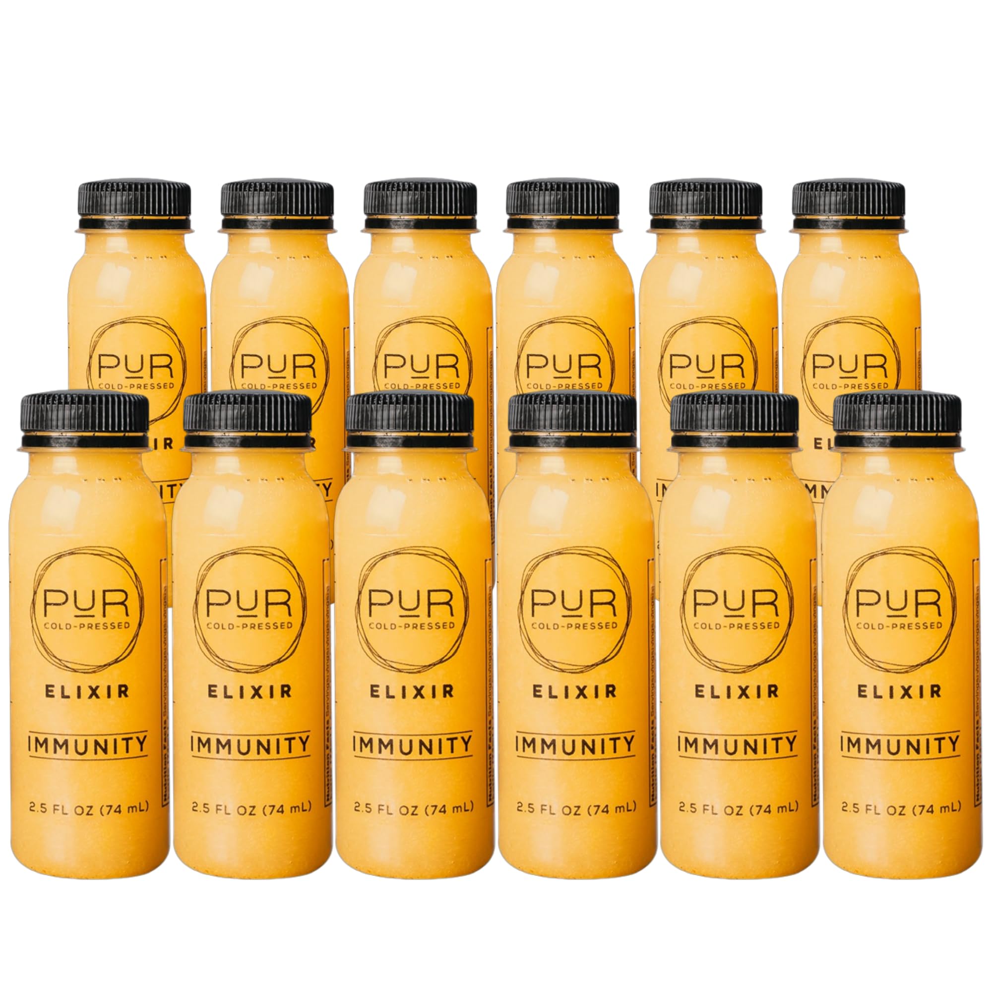 PUR Wellness Shots - Immunity 12 Pack - Lemon, Cayenne Pepper, and Ginger Shots - Fresh Cold-Pressed Raw Juice Elixir - Non-GMO, Plant-Based, Pressed