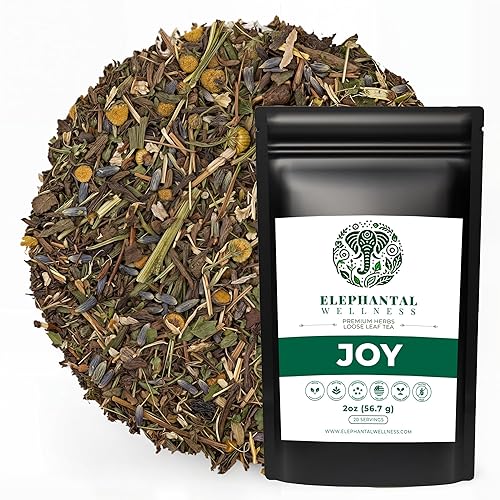 Elephantal Wellness Premium Joy Herbal Tea | Mood & Emotional Balance Support with St. John’s Wort, Kava, Ginkgo & Lavender | Handmade, Non-GMO