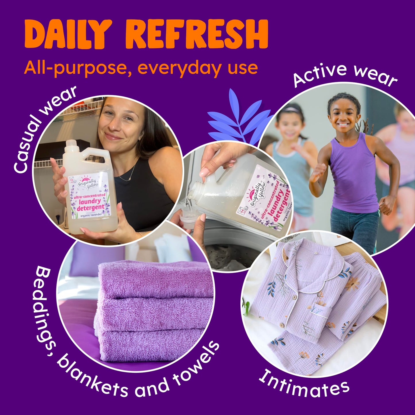 Originally Yellow Plant Based Laundry Detergent | Ultra-Concentrated Natural Laundry Detergent with Organic Lavender | High-Efficiency Clean, Tough on