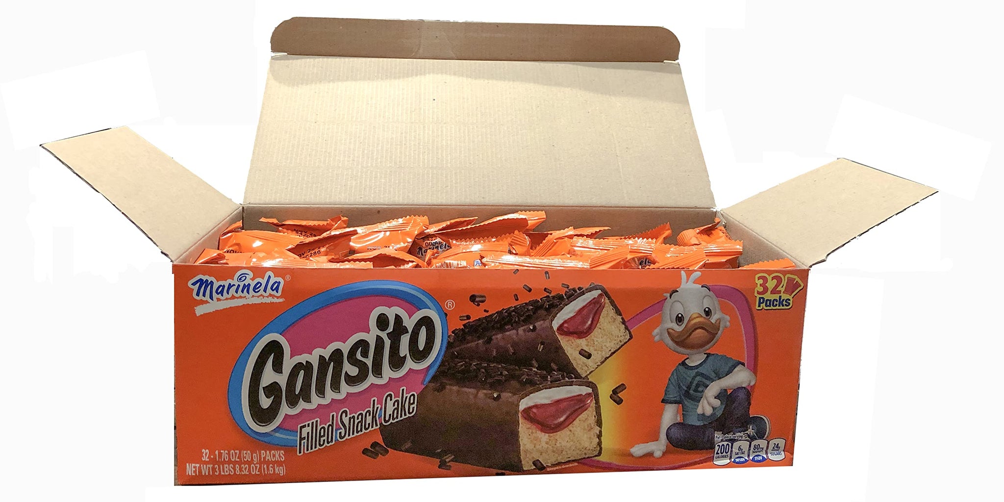 Gansitos Mexicanos. Filled Snack Cake. Marinela 32 Unit per Pack- 1.76 oz (50gr) Packs (1 pack)