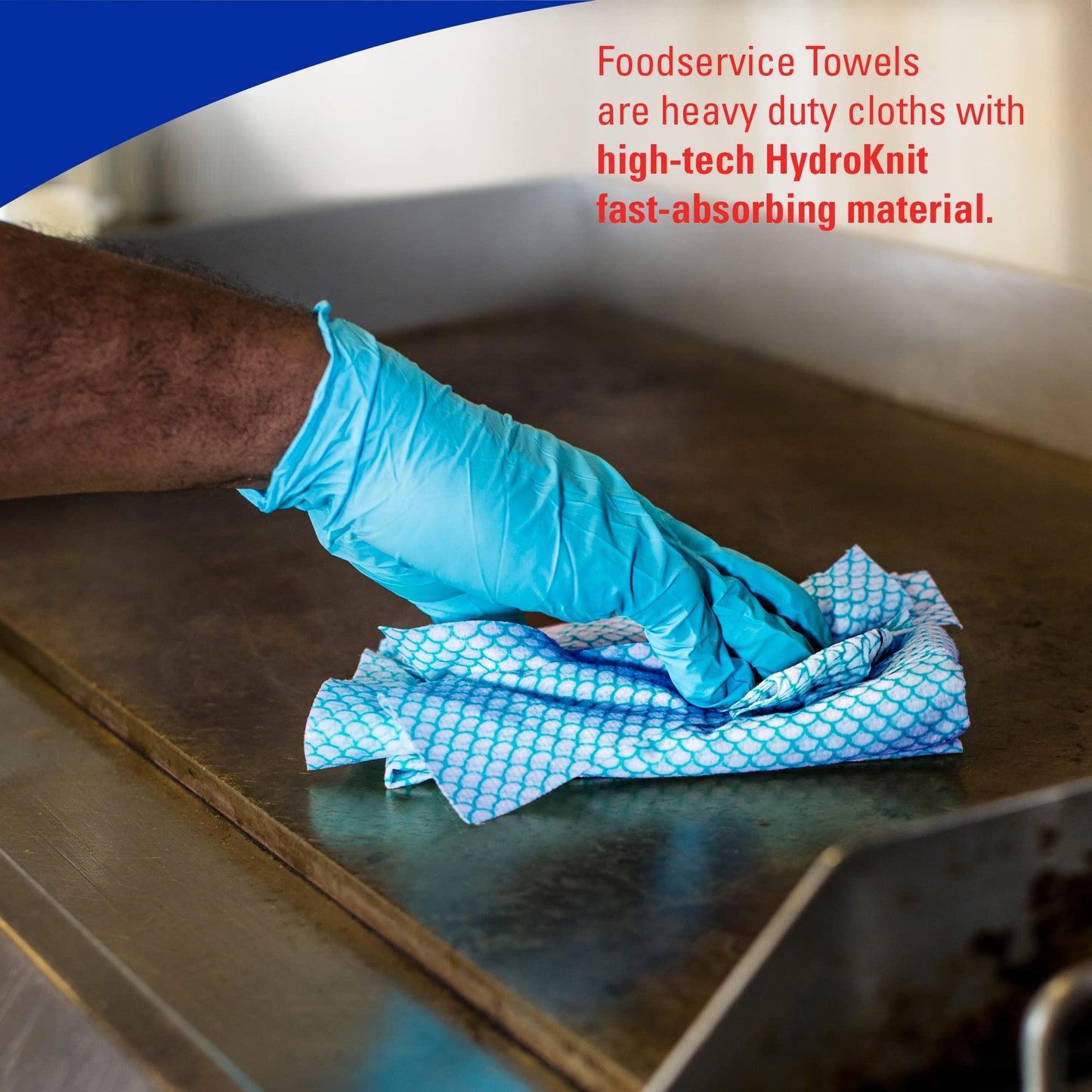 WypAll CriticalClean High Capacity Cloths Heavy Duty Foodservice Wipes (05927), Quarterfold Towels, Blue (1 Box of 300 Sheets, 300 Sheet Total)
