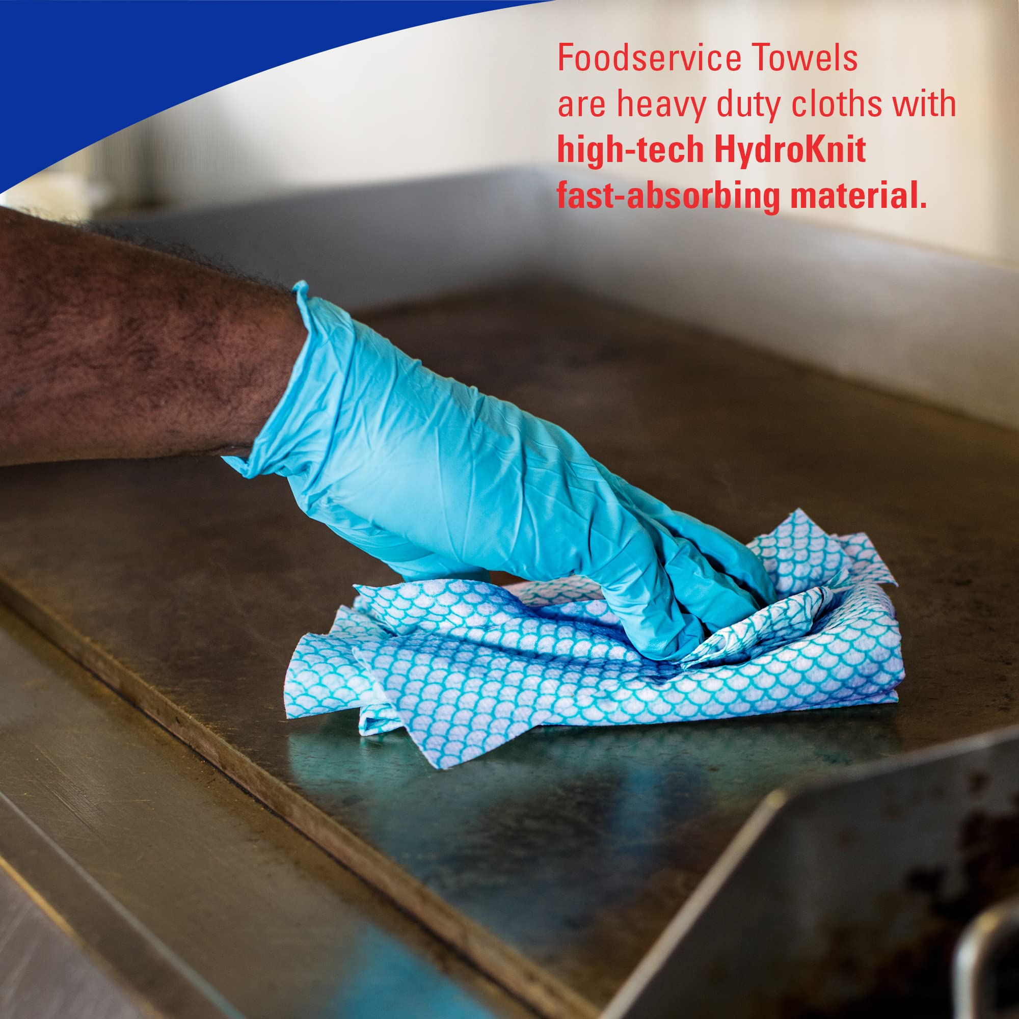 WypAll CriticalClean High Capacity Cloths Heavy Duty Foodservice Wipes (05927), Quarterfold Towels, Blue (1 Box of 300 Sheets, 300 Sheet Total)