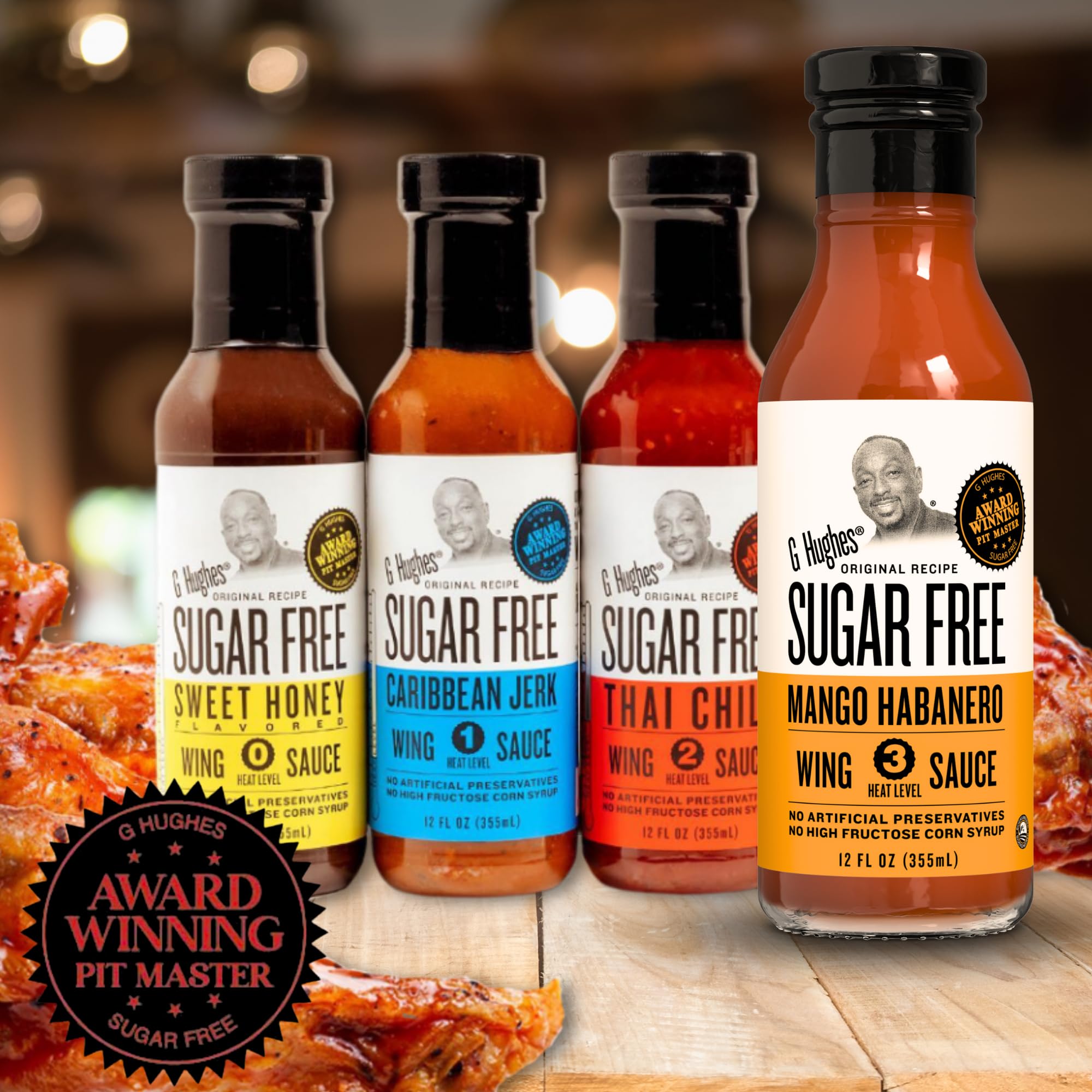 G Hughes Sugar Free, Mango Habanero Wing Sauce - 12 Oz (3-Pack)