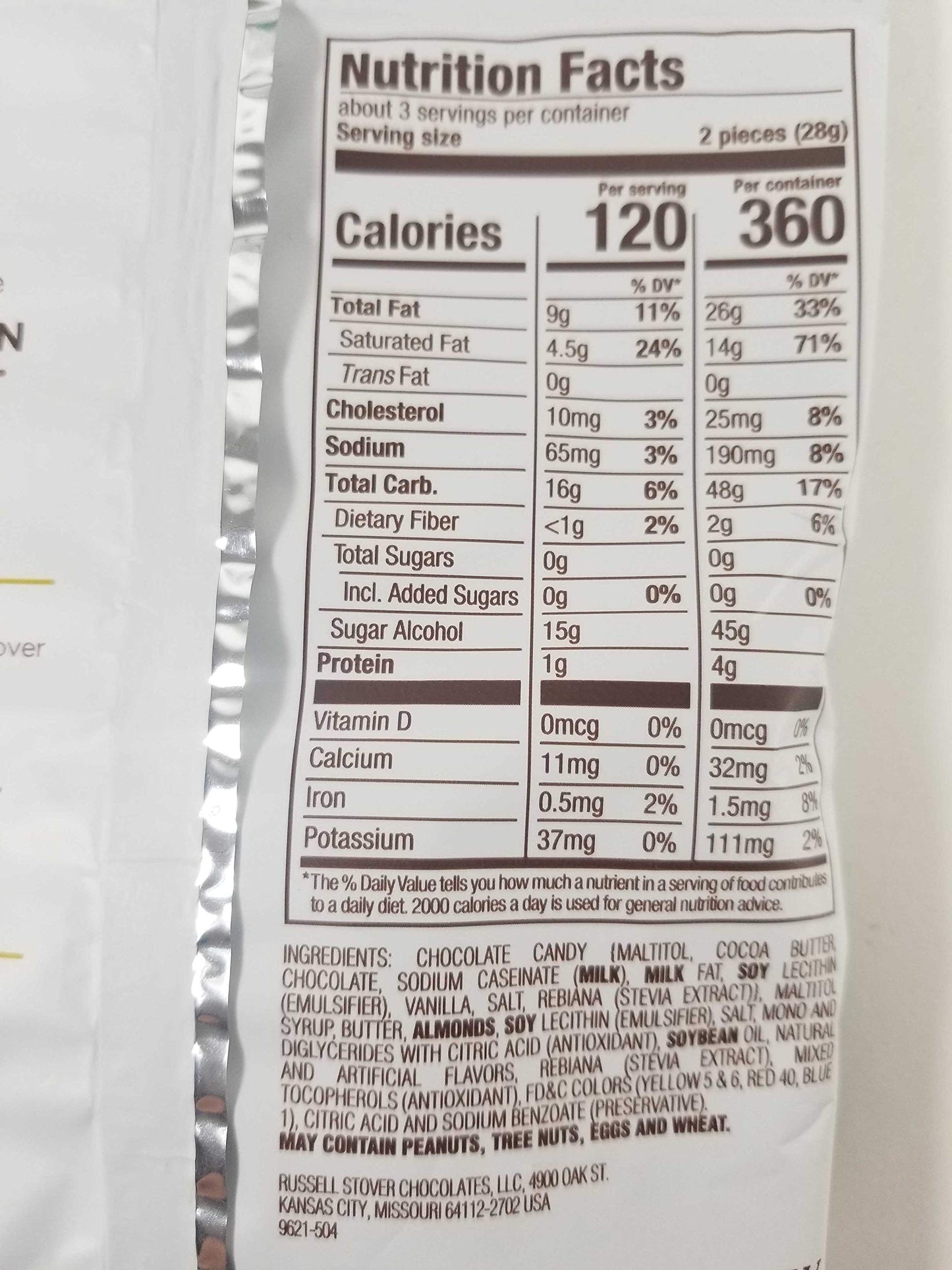 Russell Stover Sugar Free Toffee Squares 3oz (Pack of 3)
