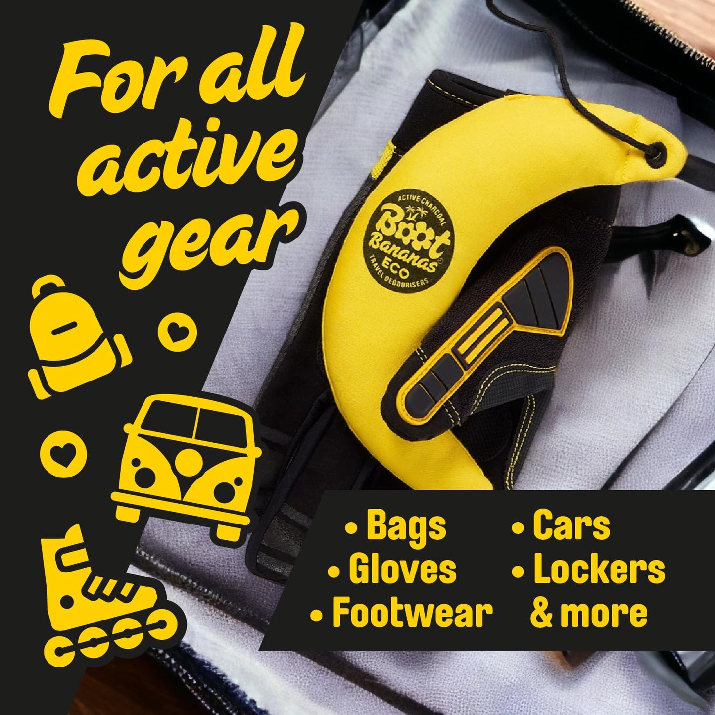 Boot Bananas Eco Travel Deodorisers | Light Weight, Sustainable, Reusable Sports Shoe & Glove Deodorizer Odour Neutralizer & Air Purifier |