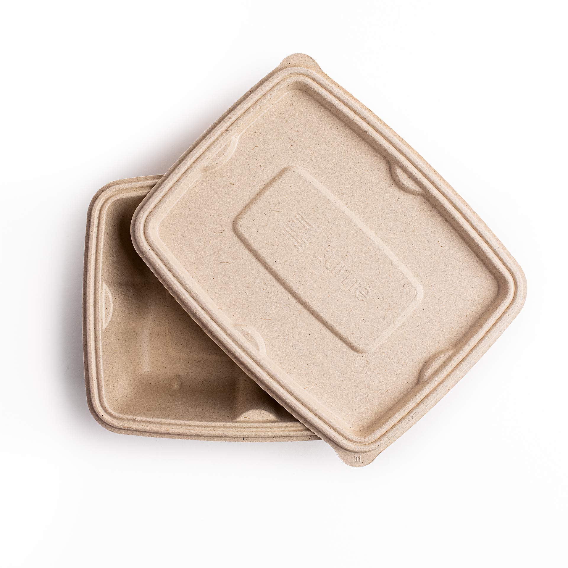 Zume Premium Compostable, Eco Friendly, Disposable, 24 oz-32oz/750ml-1000ml Rectangular Container Lid, Natural (Pack of 100)