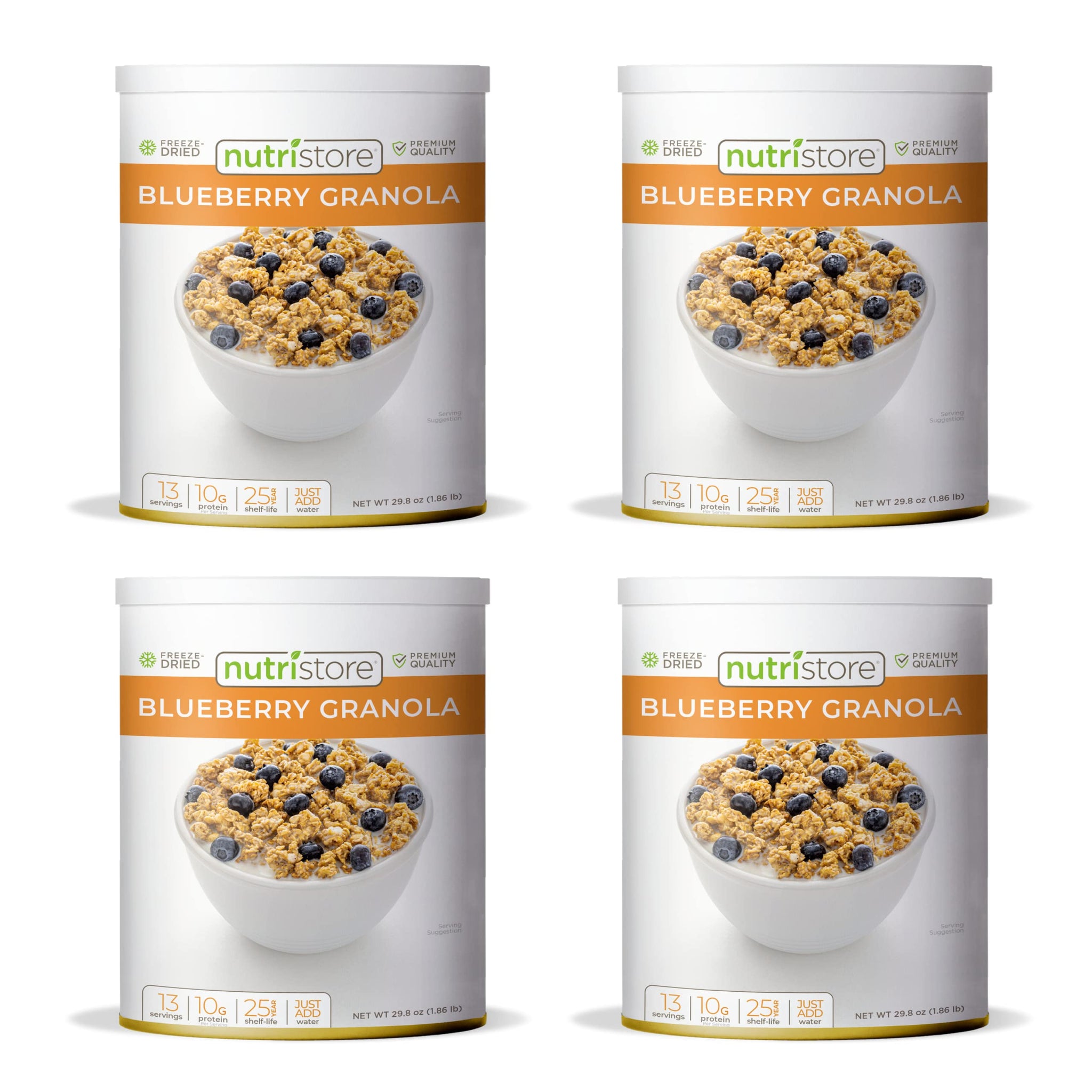 Nutristore Freeze-Dried Blueberry Granola | Emergency Survival Bulk Food Storage Meal | Perfect for Everyday Quick Meals and Long-Term Storage | 25