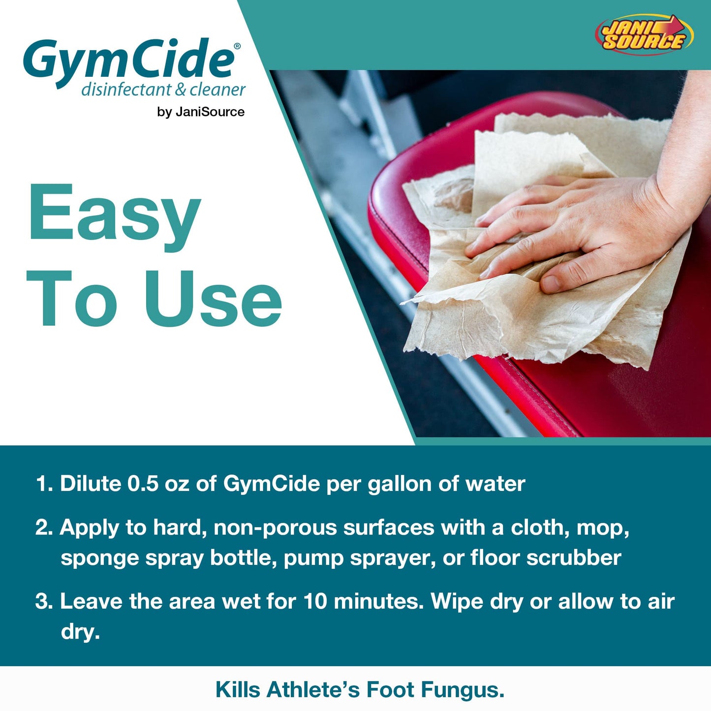 Jani-Source GymCide Disinfectant 1 Step Sports Equipment Concentrated Cleaner Deodorizer, Kills 99.9% of Germs and Eliminates Odors (Each)…