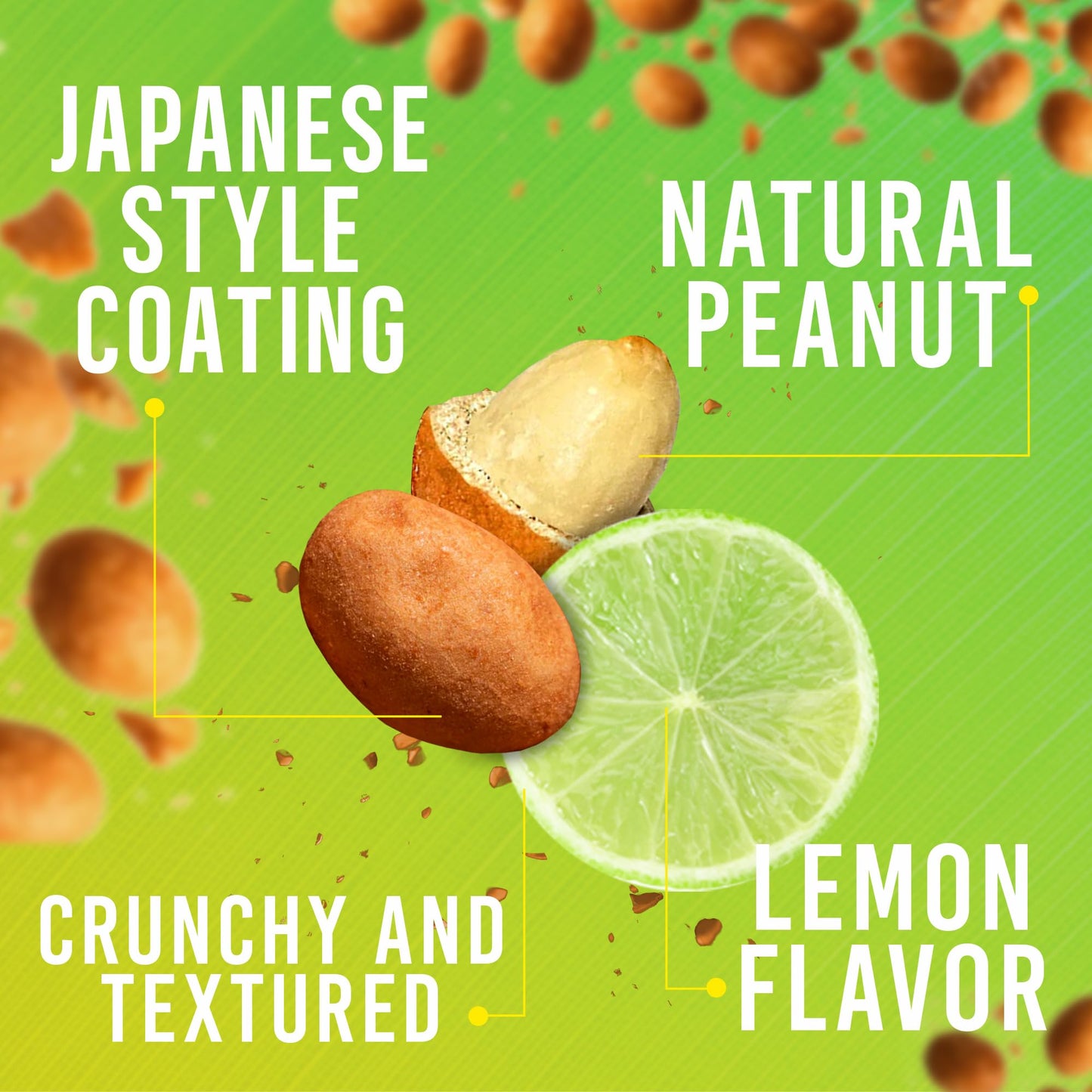 Manzela Japanese-Style Peanuts Lime Flavor | Crunchy Shell with Tangy Citrus Twist, Mexican Snack Perfect with Drinks, Lightly Salted Peanuts, Size 10