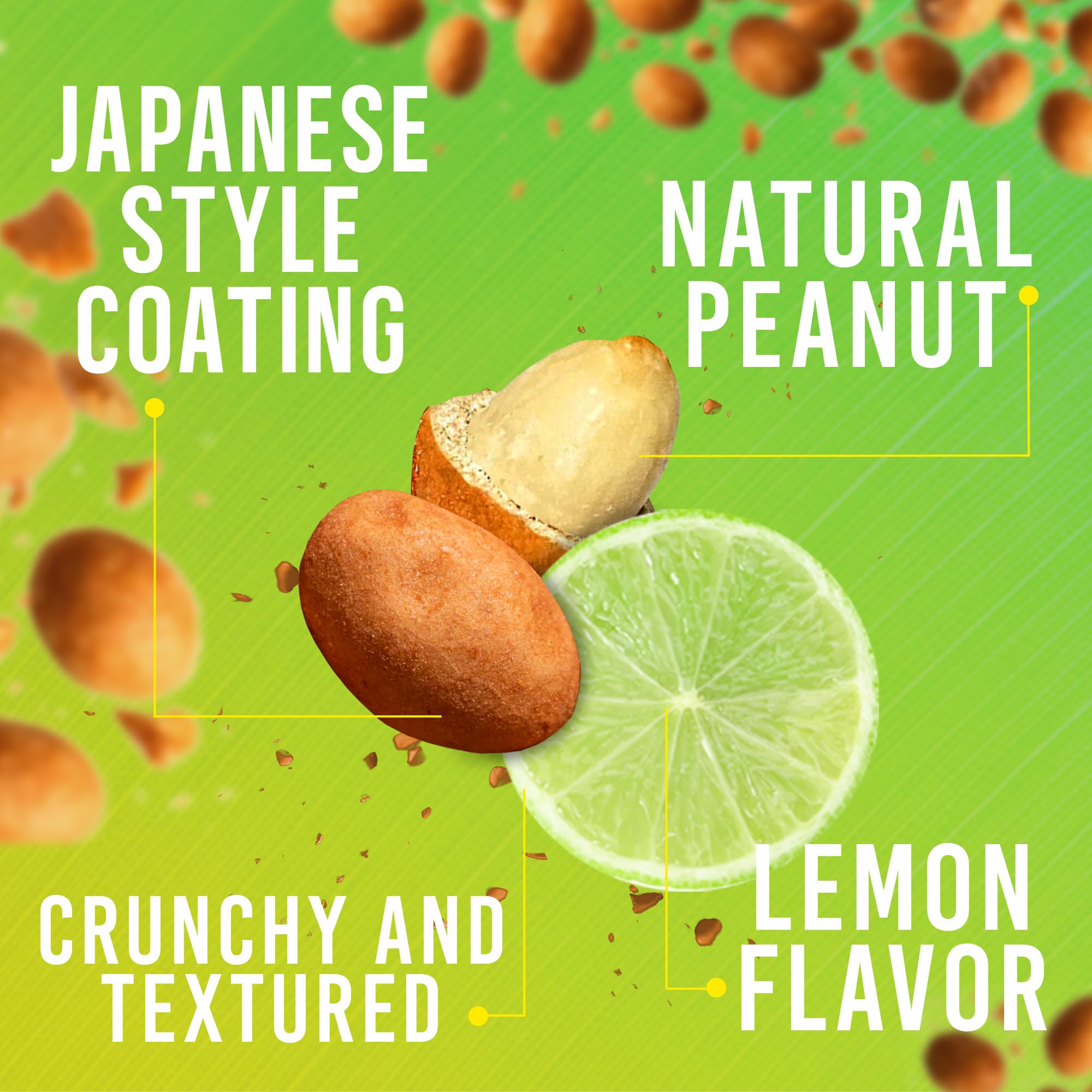 Manzela Japanese-Style Peanuts Lime Flavor | Crunchy Shell with Tangy Citrus Twist, Mexican Snack Perfect with Drinks, Lightly Salted Peanuts, Size 10