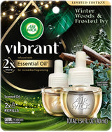 Air Wick Vibrant Plug in Scented Oil Refill, 2ct, Winter Woods & Frosted Ivy, Air Freshener, Essential Oils