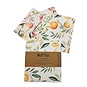 BUTTEA Swedish Dish Cloths, Eco-Sustainable Cellulose Kitchen Towels, Reusable Washable Citrus Pattern, Super Absorbent Biodegradable Cleaning Cloths