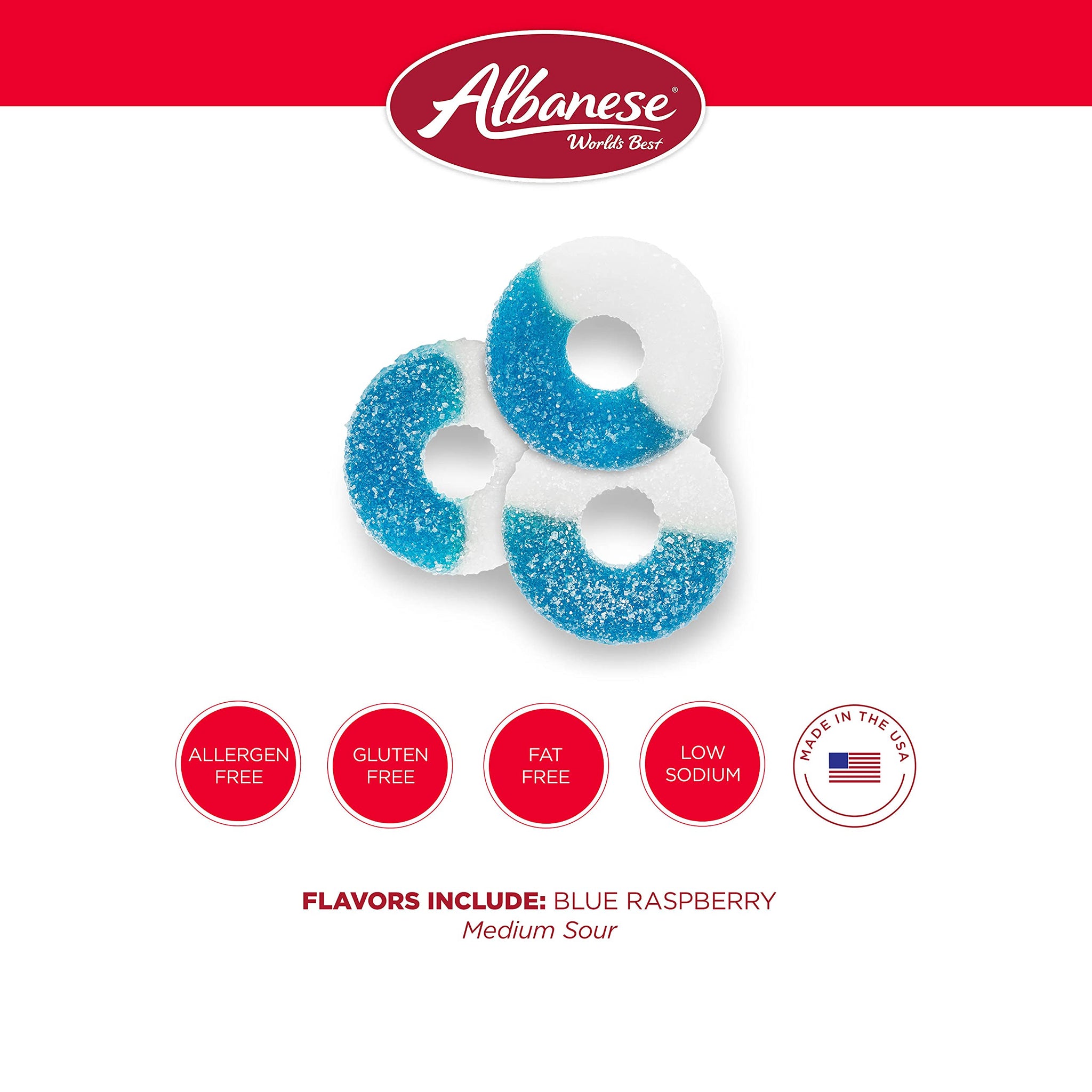 Albanese Candy, Gummi Blue Raspberry Rings, 4.5-pound Bag