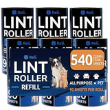 Reli. Lint Rollers for Pet Hair Extra Sticky, 540 Sheets Total [Refills] | Dog & Cat Hair Remover | 6 Refill Rolls, 90 Sheets Per Roll | Lint Remover