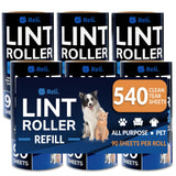 Reli. Lint Rollers for Pet Hair Extra Sticky, 540 Sheets Total [Refills] | Dog & Cat Hair Remover | 6 Refill Rolls, 90 Sheets Per Roll | Lint Remover