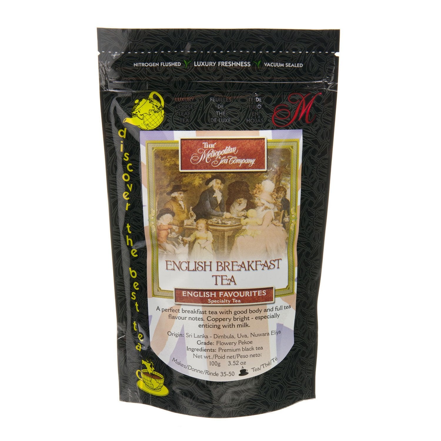 Metropolitan Tea Discovery Loose Tea Pack, English Breakfast English Favorite, 100gm