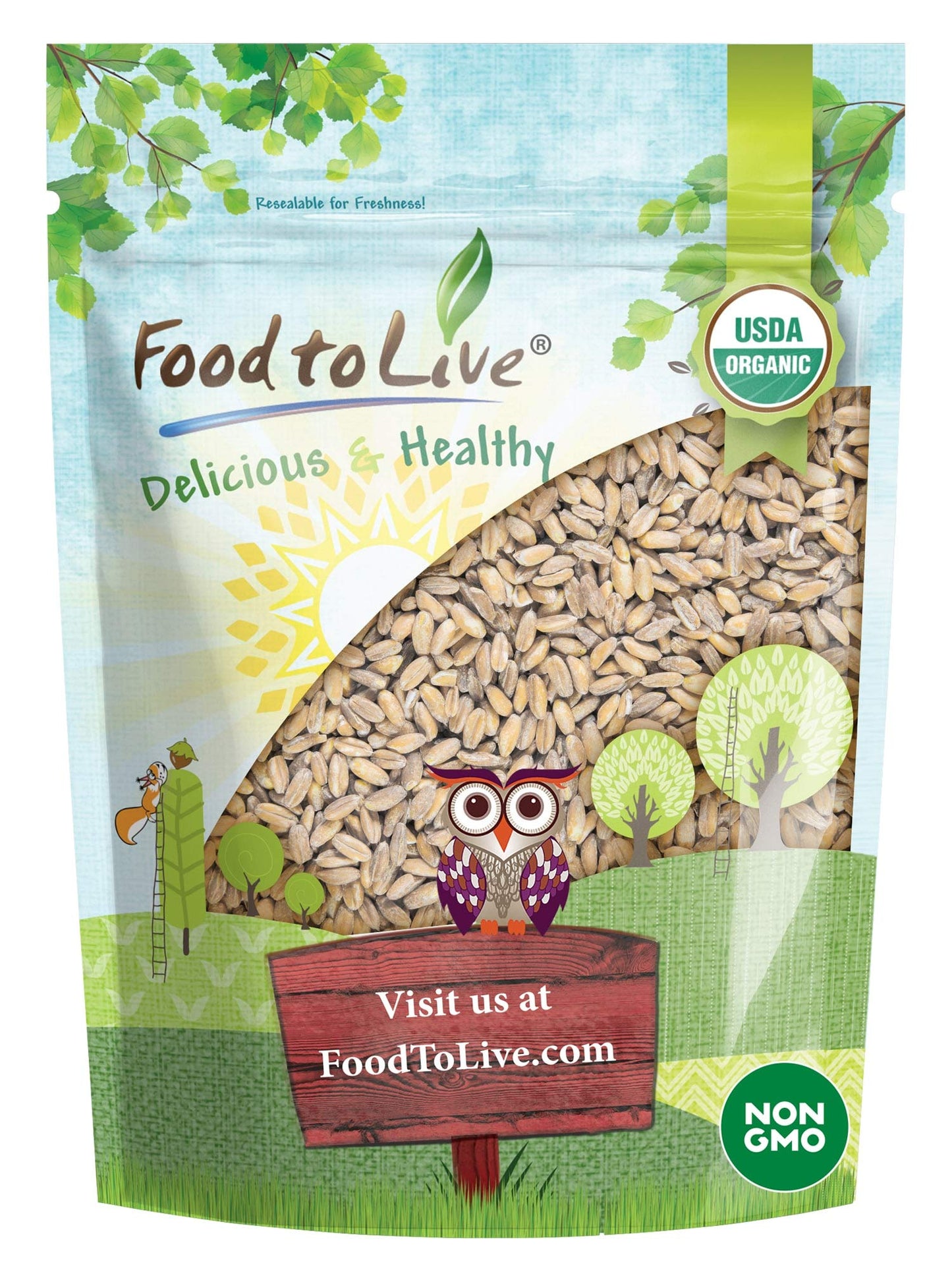Food to Live Organic Spelt Berries, 3 Pounds - Non-GMO, Whole Grain, Non-Irradiated, Vegan Superfood, Bulk, Product of the USA