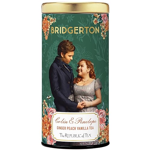 The Republic of Tea - Bridgerton Colin & Penelope Ginger Peach Vanilla Black Tea, 36 Tea Bags