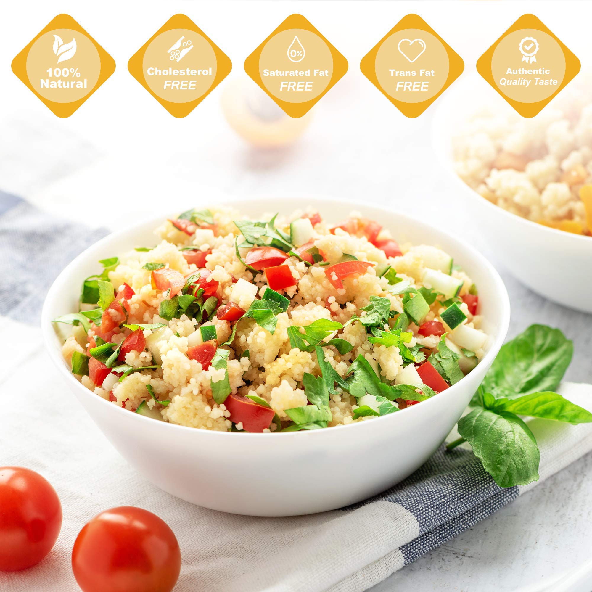 Baron’s Plain Traditional Original Couscous Pasta | 100% Natural Noodles for Salads, Soups, Stews & Side Dishes | Cooks in 6 Minutes! | Kosher | 2 Pack 26.45oz Jars