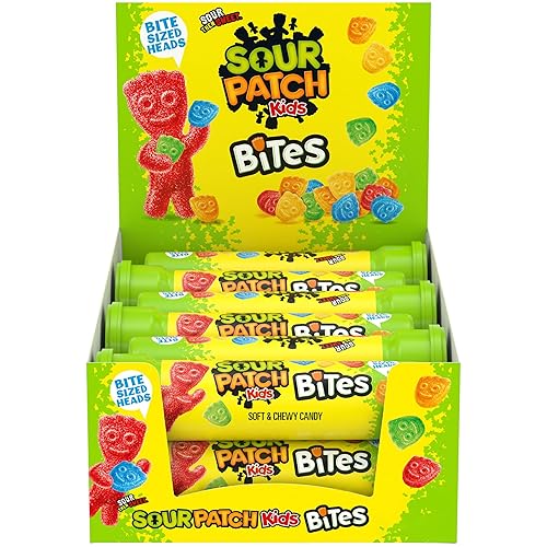 SOUR PATCH KIDS Bites Soft & Chewy Gummy Candy, Bulk Candy, 12-1.8 oz Tubes