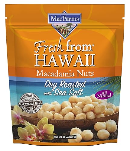 Macadamia Nuts | MacFarms Dry Roasted Macadamia Nuts 24 OZ (1 Pack) - Premium Roasted Nuts with Sea Salt Fresh From Hawaii, Sea Salt Flavored Healthy
