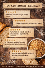 Krustik Sourdough Original Panko Bread Crumbs - Breadcrumbs 11.4 Oz Bag Breading for Baking, Seasoning, Chicken, Fish, Soup, Salad, Stuffing, Meatloaf