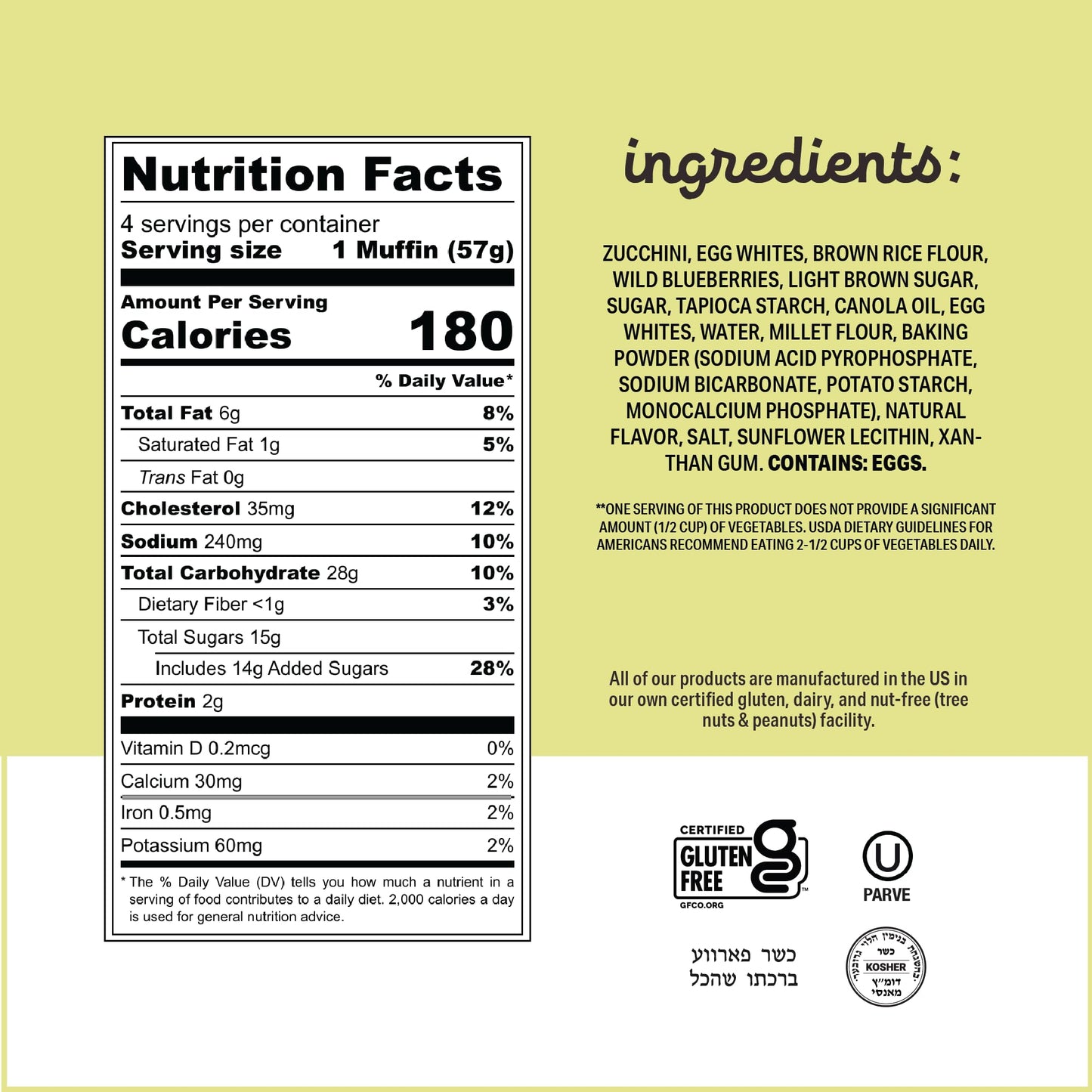 Katz Gluten Free Homestyle Blueberry Zucchini Muffins, Healthy Snacks For Kids Made with Fresh Zucchini, Dairy Free, Nut Free, Soy Free, Oat Free. 4