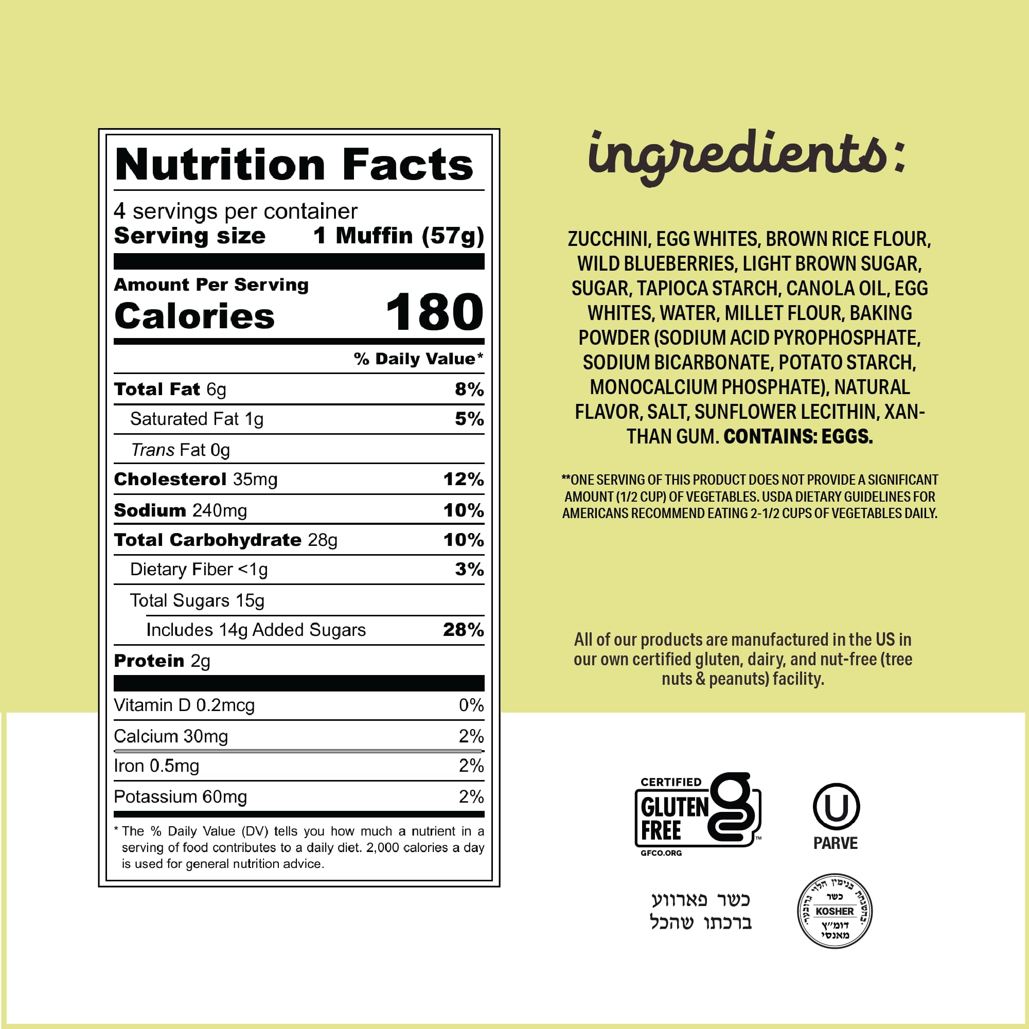 Katz Gluten Free Homestyle Blueberry Zucchini Muffins, Healthy Snacks For Kids Made with Fresh Zucchini, Dairy Free, Nut Free, Soy Free, Oat Free. 4