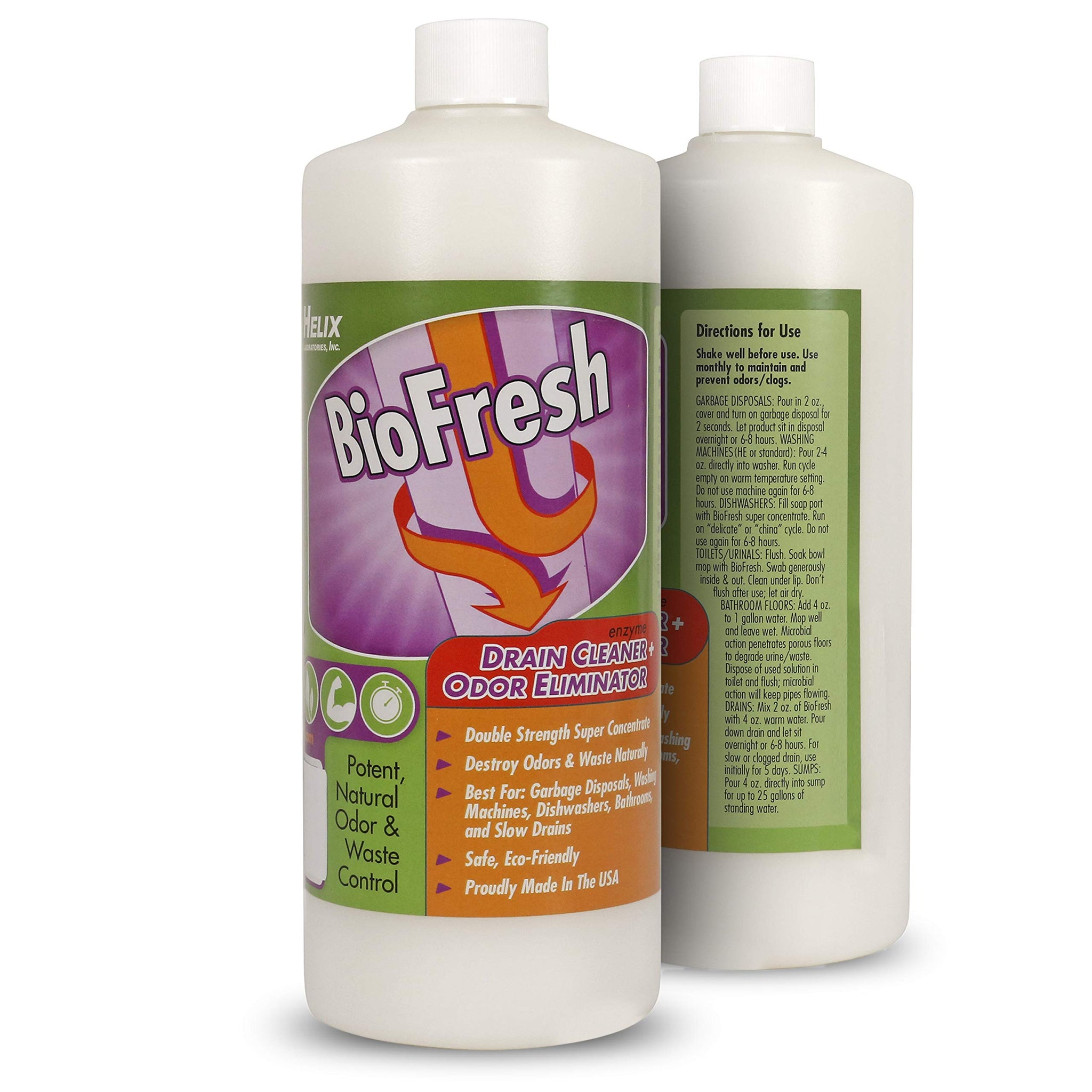 Enzyme Drain Cleaner & Deodorizer for Sink Drain, Showers, Septic Systems, Bathroom & Kitchen - Smell Remover for Fruit Fly Garbage Disposals