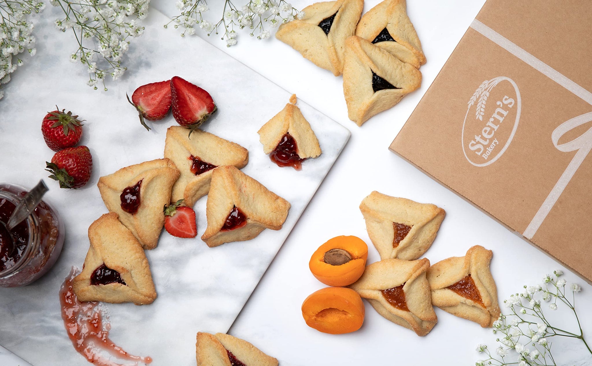 Hamentaschen Cookies Individually Wrapped [12 Count] Filled with Apricot, Prune & Raspberry Jam | Purim Gift Basket | Mishloach Manot for Mom, Dad