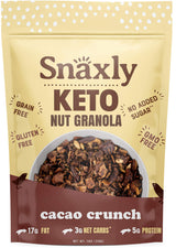 Snaxly - Keto Cacao Crunch Nut Granola Breakfast Cereal - 3g Net Carbs - Gluten & Grain Free - Low Carb Snacks & Food - No Added Sugar - Healthy Nuts
