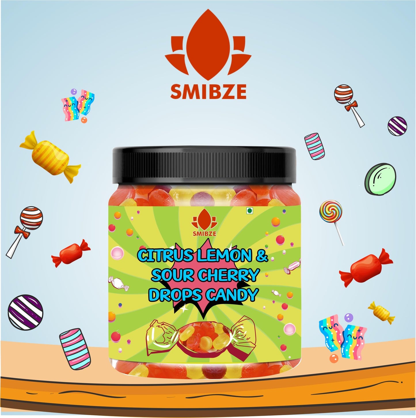 SMIBZE Natural Citrus Lemon & Sour Cherry Drops Candy 100 GM (Pack of 1) SMIBZE