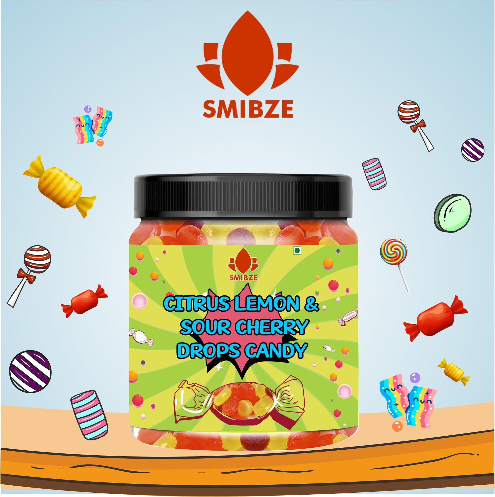 SMIBZE Natural Citrus Lemon & Sour Cherry Drops Candy 150 GM (Pack of 1) SMIBZE