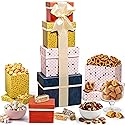 Broadway Basketeers Tower Snack Gift Basket - Gourmet Basket Gifts for Family, Friends & Groups - Sweet & Savory Large Gift Basket with Cookies