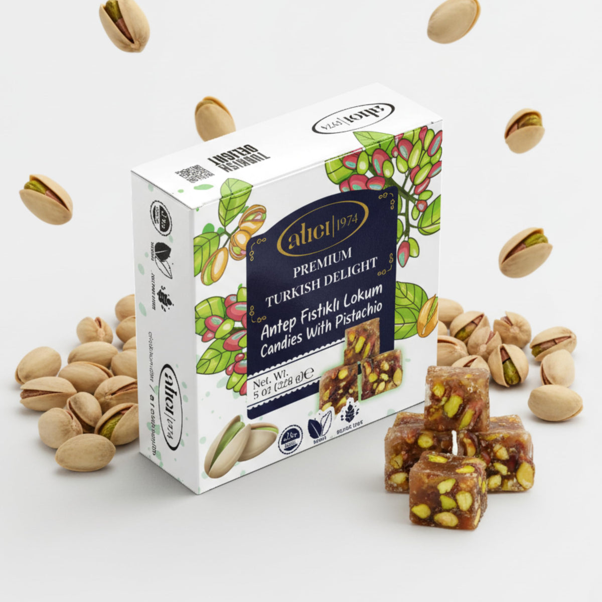 Atici Lokum Authentic Turkish Delight 8oz - Gourmet Vegan Sweets, Gluten-Free, Halal Soft Chewy Candy Gift Box | Traditional Premium Lokum Loukoumi