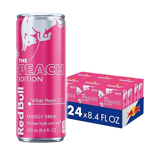 Red Bull Peach Edition Energy Drink, White Peach, 8.4 fl. oz., 6 x 4 Cans, Pack of 24 Cans, with 80mg Caffeine, Taurine & B Vitamins